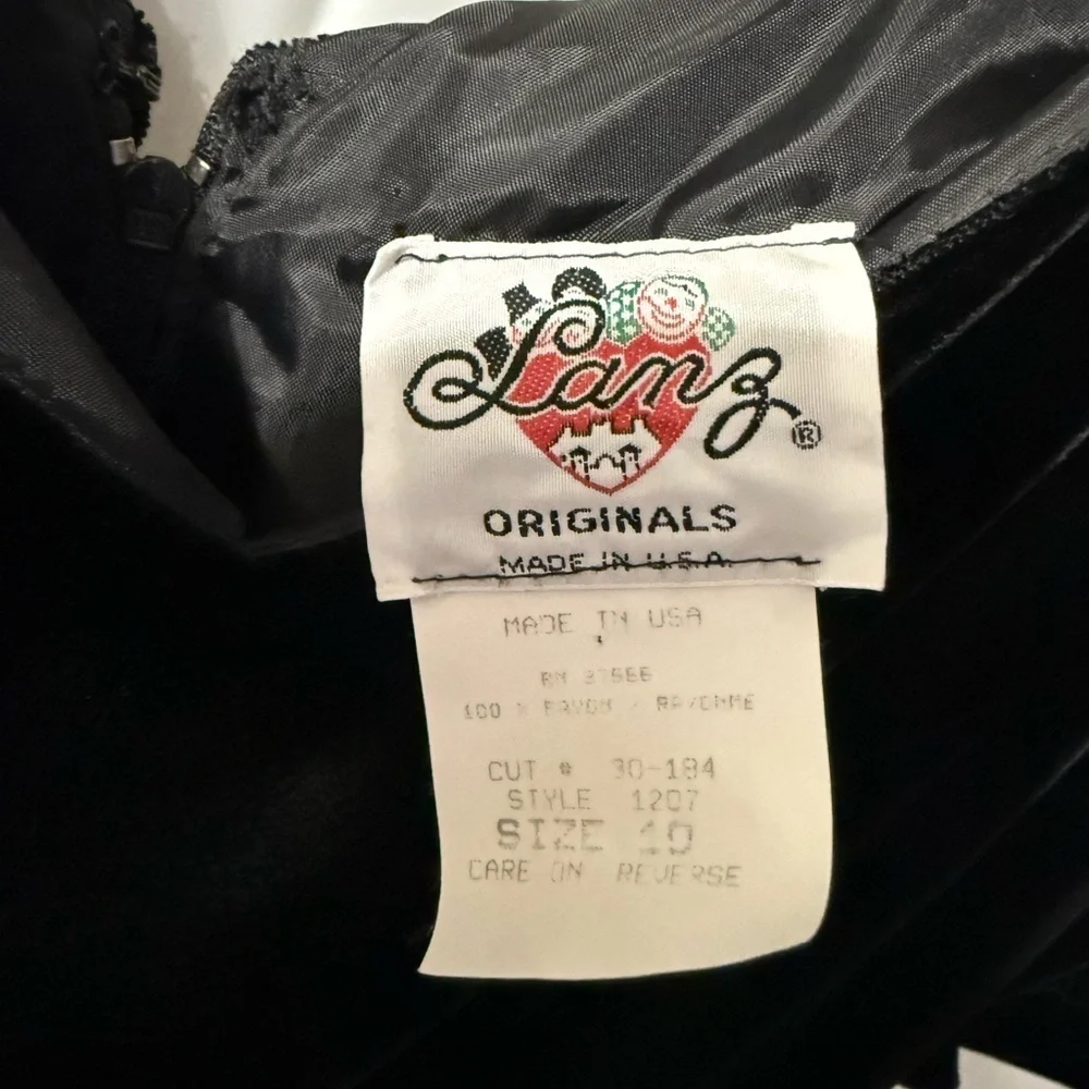 Vintage Lanz 1980 Black Velvet Dress